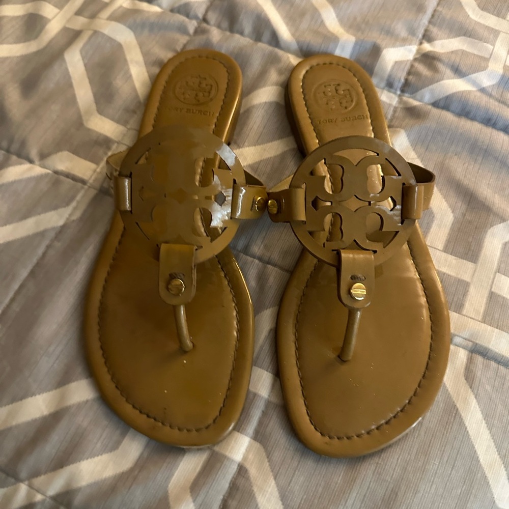 Tory Burch Miller Sandal Tan Patent Leather